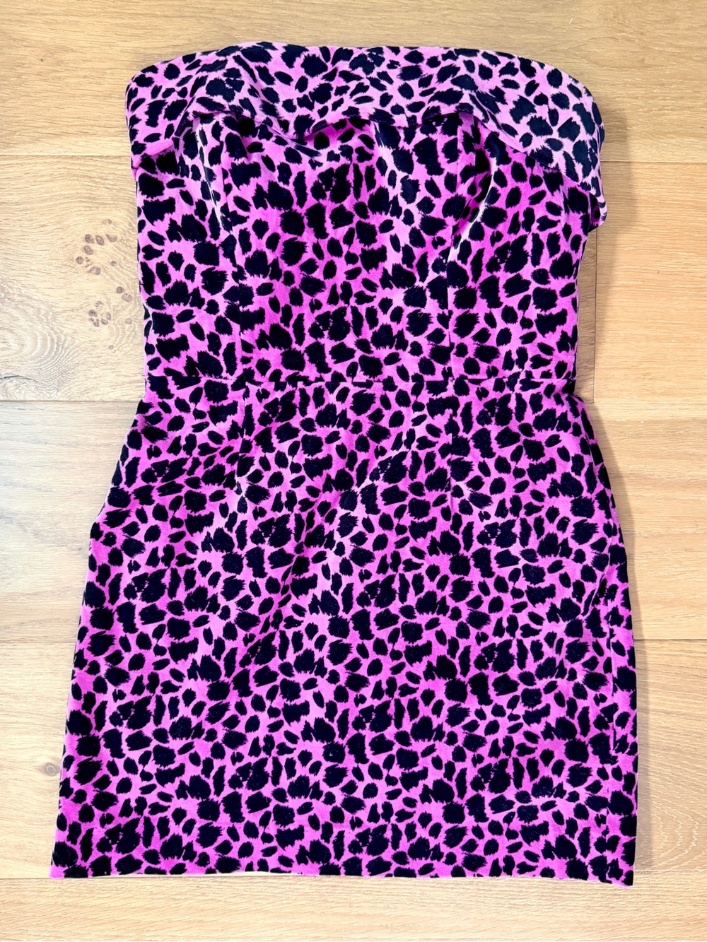 VTG 90s Betsey Johnson Collection Pink Black Velvet Leopard Mini Dress 4 Rare